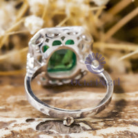 Green Emerald unique bezel engagement rings