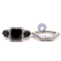 Black Princess-Cut CZ Bridal Ring Set