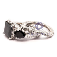 Black Princess-Cut CZ Bridal Ring Set