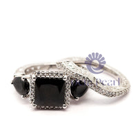 Black Princess-Cut CZ Bridal Ring Set