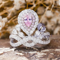 Pink Pear & White Round Cut CZ Stone Tiara Inspire Women's Ring
