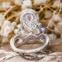 Pink Pear & White Round Cut CZ Stone Tiara Inspire Women's Ring For Birthday Gift