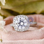 Round Cut Moissanite Halo Wedding & Engagement Ring For Women