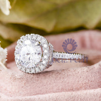 Round Cut Moissanite Halo Wedding & Engagement Ring For Women