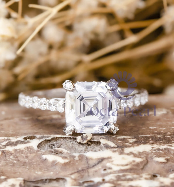 Asscher Cut White Gold Engagement ring