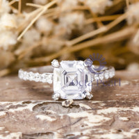 Asscher Cut White Gold Engagement ring