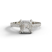 Asscher Cut White Gold Engagement ring For Women