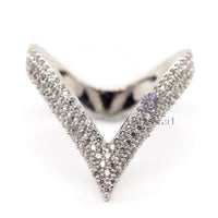 Round Moissanite Deep V Shaped Chevron Band For Wedding-Proposal-Birthday Gift