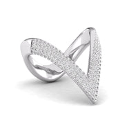 Round Moissanite Deep V Shaped Chevron Band For Wedding-Proposal Gift