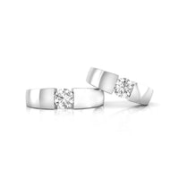 6 MM Round Cut Moissanite Tension Set Solitaire Couple Ring For Engagement