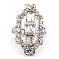 Radiant & Baguette Cut CZ Stone Vintage Look Art Deco Wedding Ring