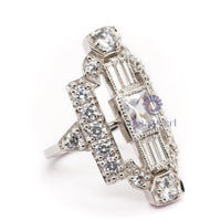 Radiant & Baguette Cut CZ Stone Vintage Look Art Deco Wedding Ring