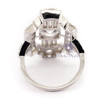 Radiant & Baguette Cut CZ Stone Vintage Look Art Deco Wedding Ring