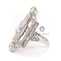 Radiant & Baguette Cut CZ Stone Vintage Look Art Deco Wedding Ring