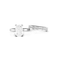 Emerald Or Princess Cut CZ Stone Solitaire Wedding Ring Set For Women