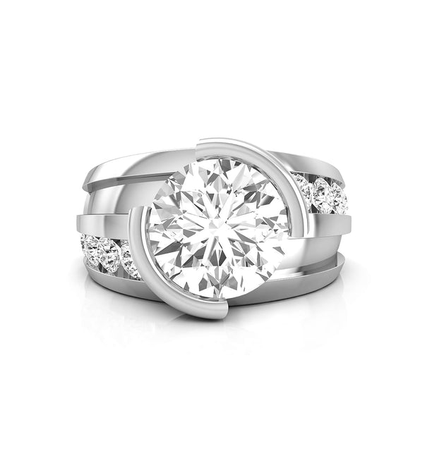 Round Cut Moissanite Half Bezel Set Channel Setting Wedding Ring For Men & Women