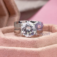 Men's Tension Set Wide Band Solitaire Ring