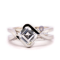 Asscher Cut Moissanite Solitaire Twisted Shank Wedding & Engagement Ring