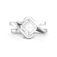Asscher Cut Moissanite Solitaire Twisted Shank Wedding & Engagement Ring