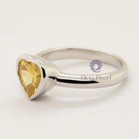 Yellow Heart Cut Bezel Set CZ Stone Anniversary Gift Ring For Wife