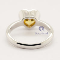 Yellow Heart Cut Bezel Set CZ Stone Anniversary Gift Ring For Wife