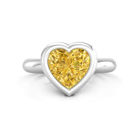 Yellow Heart Cut Bezel Set CZ Stone Anniversary Gift Ring For Wife