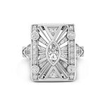 Marquise Or Round Cut CZ Stone Edwardian Art Deco Dinner Ring For Engagement