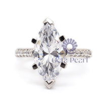 Marquise-Cut Wedding Ring with Accent stones