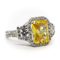 Citrine Split Shank Wedding Ring With 3 Stones