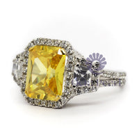 Citrine Split Shank Wedding Ring With 3 Stones