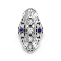 Milgrain Art Deco Navette Anniversary Ring