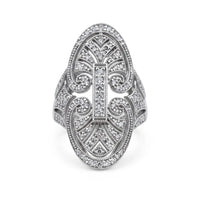 Round Cut Moissanite Milgrain Art Deco Edwardian Long Finger Ring