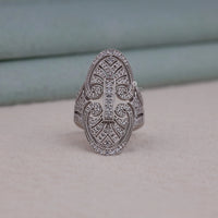Round Cut Moissanite Milgrain Art Deco Edwardian Long Finger Ring