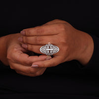Round Cut Moissanite Milgrain Art Deco Edwardian Long Finger Ring