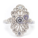 Navette Round Moissanite wedding Ring