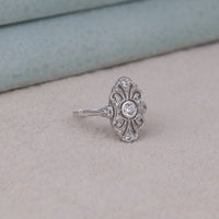 Silver ring with decorative design on a light gray surface, Navette Moissanite Wedding Ring, Round Moissanite Ring, Marquise Shape Moissanite Ring, Vintage Moissanite Wedding Ring, Moissanite Bridal Ring