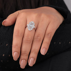 Navette Round Moissanite wedding Ring - alternate view