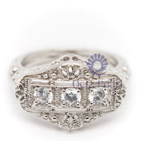 Art Deco Inspired Round Moissanite Ring