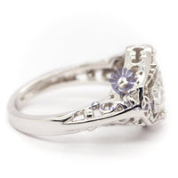 Art Deco Inspired Round Moissanite Ring