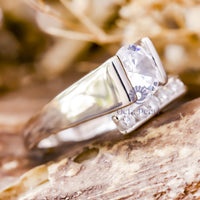 Hidden Halo Wedding Engagement Ring In Radiant Cut Moissanite