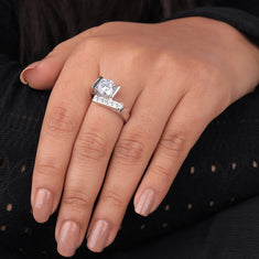 Bypass Shank Round Cut Moissanite Tension Set Or Channel Setting Engagement Ring - alternate view