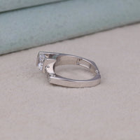 Silver ring with a diamond on a light gray surface, Moissanite Floating Engagement Ring, Alternative Engagement Ring Moissanite, Moissanite Jewelry Gift