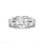 Pear With Round Cut Moissanite Delicate Solitaire Engagement Ring