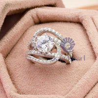 Round Moissanite Swirl & Split Shank Engagement Ring