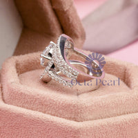 Round Moissanite Swirl & Split Shank Engagement Ring