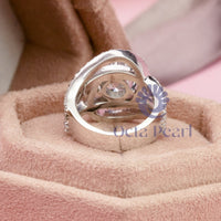 Round Moissanite Swirl & Split Shank Engagement Ring