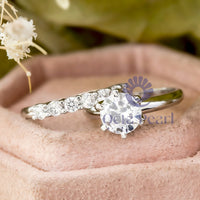 Elegant Round Cut Moissanite Stackable Ring Set For Wedding