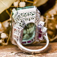 Art Deco Cock tail Ring With Filigree Halo