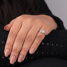 Delicate Star-Shaped Fancy Cut CZ Stone Engagement Promise Ring for Women - alternate view