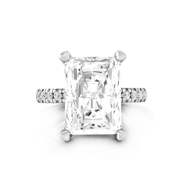 Hidden Halo Wedding Engagement Ring In Radiant Cut Moissanite